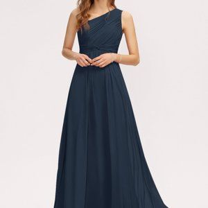 A-Line One-Shoulder Floor-Length Chiffon Bridesmaid Dress With Ruffle